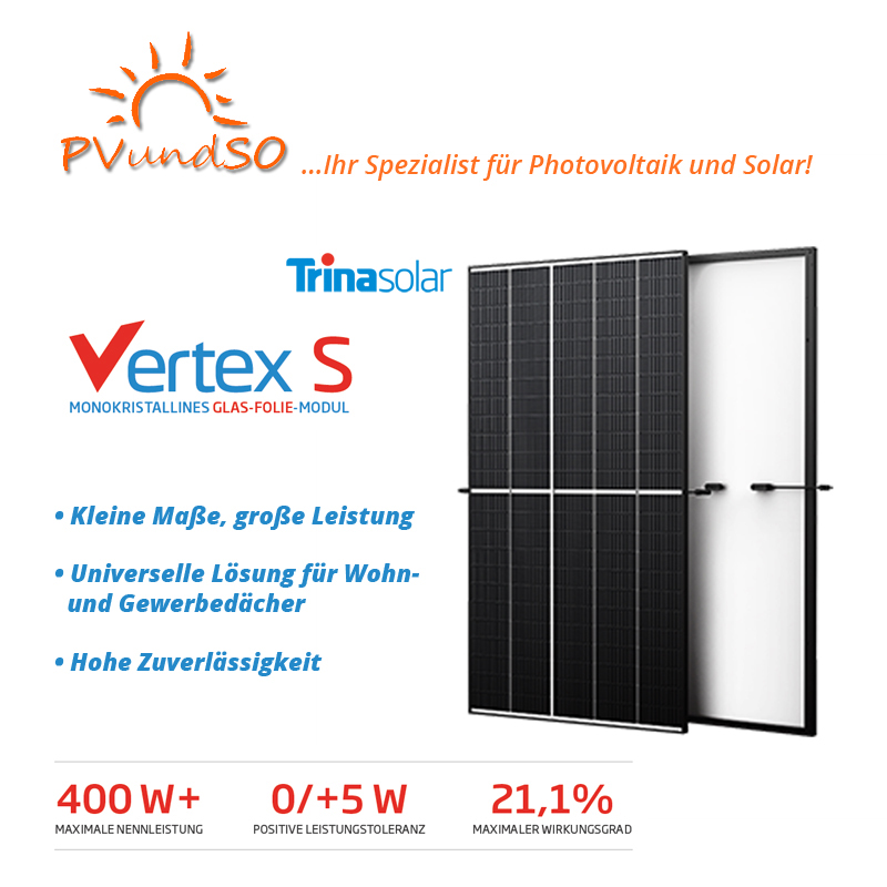 Solarmodul Super Kompakt Leistungsstark 400W Trina Vertex S