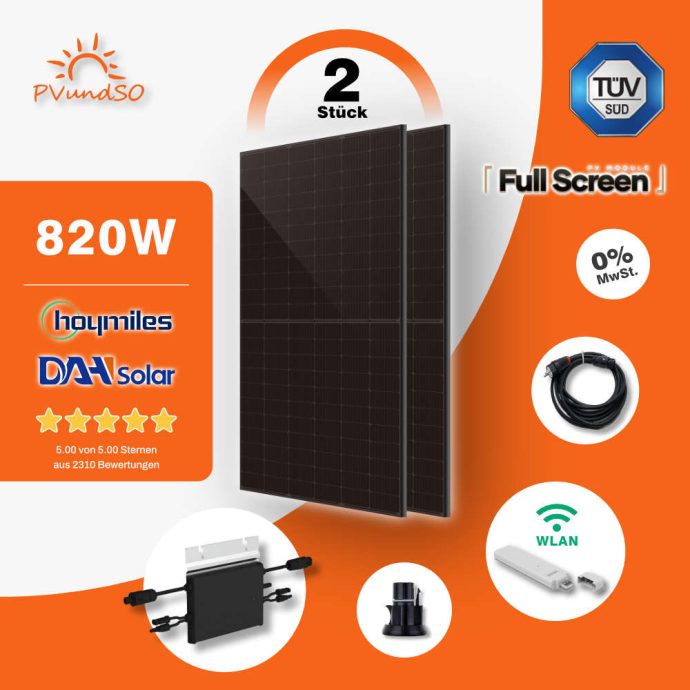 820 WP Balkonkraftwerk Solaranlage Ja-Solar PV-Module Hoymiles HM-800  Photovolta 600w balcony solar flexible panel