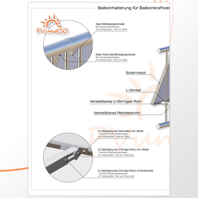 Balkonhalterung bis 20° verstellbare Neigung