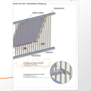 Balkonhalterung bis 20° verstellbare Neigung