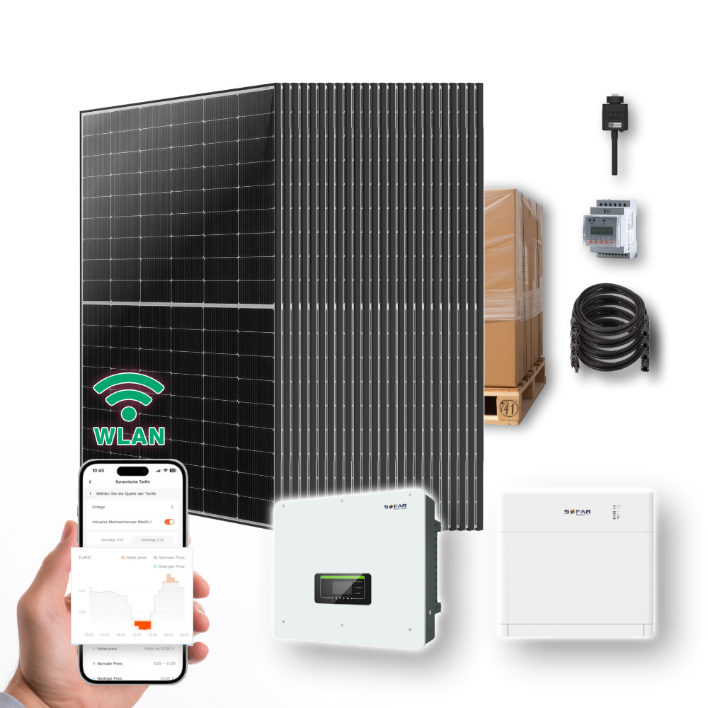 10kw hybrid solaranlage mit 5,12 kwh speicher | ja solar + sofar hybrid wechselrichter 10kw Hybrid Solaranlage Photovoltaik Mit 5.12kw Speicher Titelbild