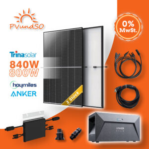 840W Balkonkraftwerk mit HM800 inkl. Anker SOLIX E1600 Solarbank