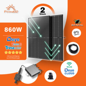 860W Bifaziales Balkonkraftwerk mit Deye M80 Microwechselrichter