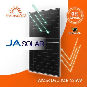 Solarmodul JASolar JAM54D40-MB 425W Black Frame bifazial – Bild 1