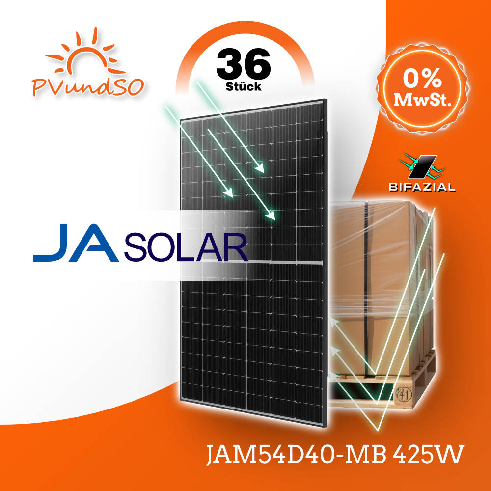 JAM54D40-36Stueck 36 x Solarmodule JASolar JAM54D40-MB 425W Black Frame bifazial – Bild 1