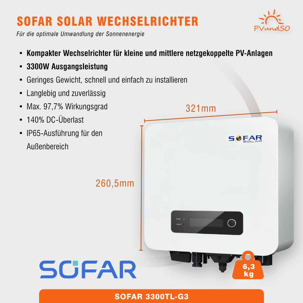 3300W-PVAnlage-Solaranlage-Photovoltaik-4 3300W Solaranlage | 3,3kW Sofar Wechselrichter mit Wlan & 8 x 445W JA Solar Module – Bild 4
