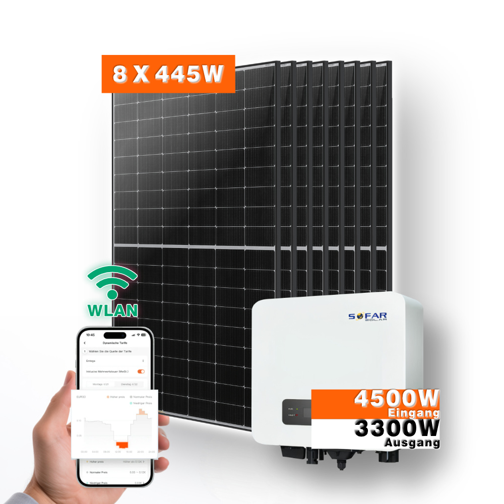 3300w solaranlage | 3,3kw sofar wechselrichter mit wlan & 8 x 445w ja solar module 3300w Solaranlage 3,3kw Sofar Wechselrichter Mit Wlan 8 X 445w Ja Solarmodule Titelbild
