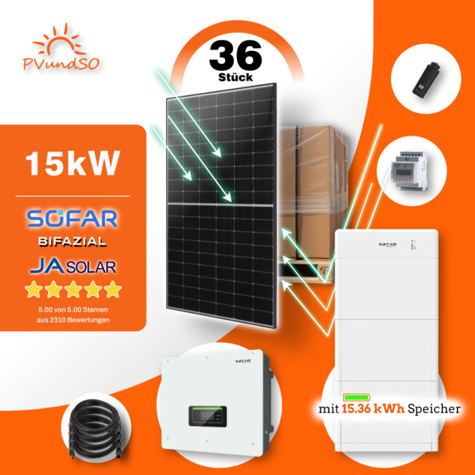 PV Anlage mit Speicher 15 kw