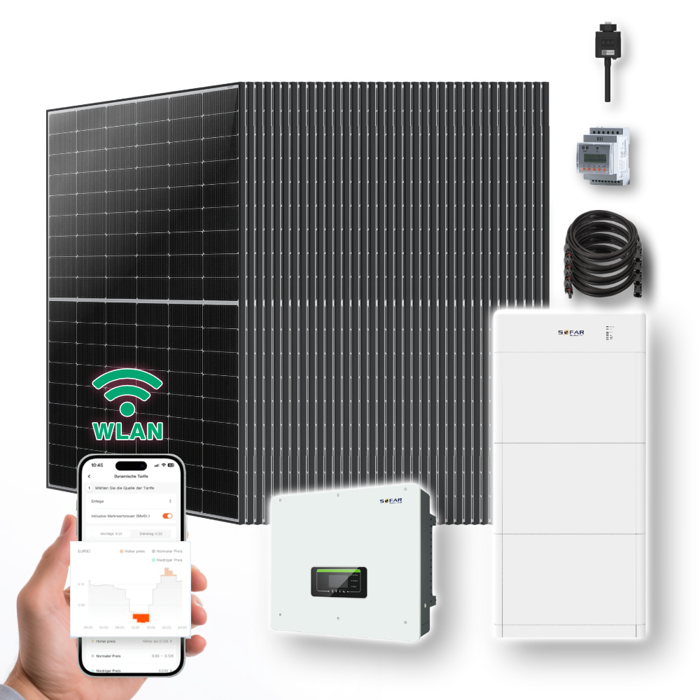 15kw hybrid solaranlage mit 15,36 kwh speicher | ja solar + sofar hybrid wechselrichter 15kw Hybrid Solaranlage Photovoltaik Mit 15.36kw Speicher Titelbild