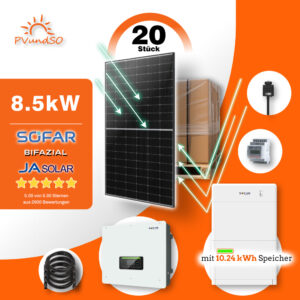 8.5kw Solaranlage Mit 10.24 Kw Speicher Ja Solar Sofar Hybrid Wechselrichter Overlay