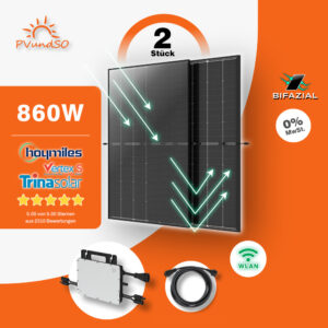 860W Bifaziales Balkonkraftwerk mit Hoymiles HMS-800W-2T Microwechselrichter