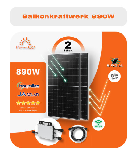 890W Balkonkraftwerk - der Standard mit 2 Solarmodulen