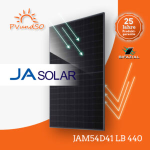 Solarmodul 440W FullBlack bifazial - JASolar JAM54D41-LB – Bild 1