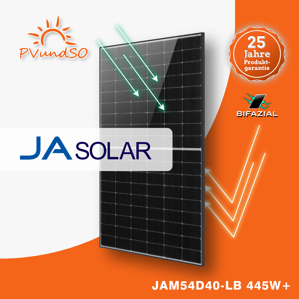 JAM54D40-LB-445W-001 Solarmodul 445W+ Black Frame bifazial - JASolar JAM54D40-LB – Bild 2