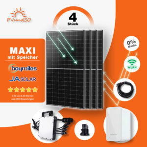 Balkonkraftwerk MAXI mit Speicher und 4 Solarmodulen