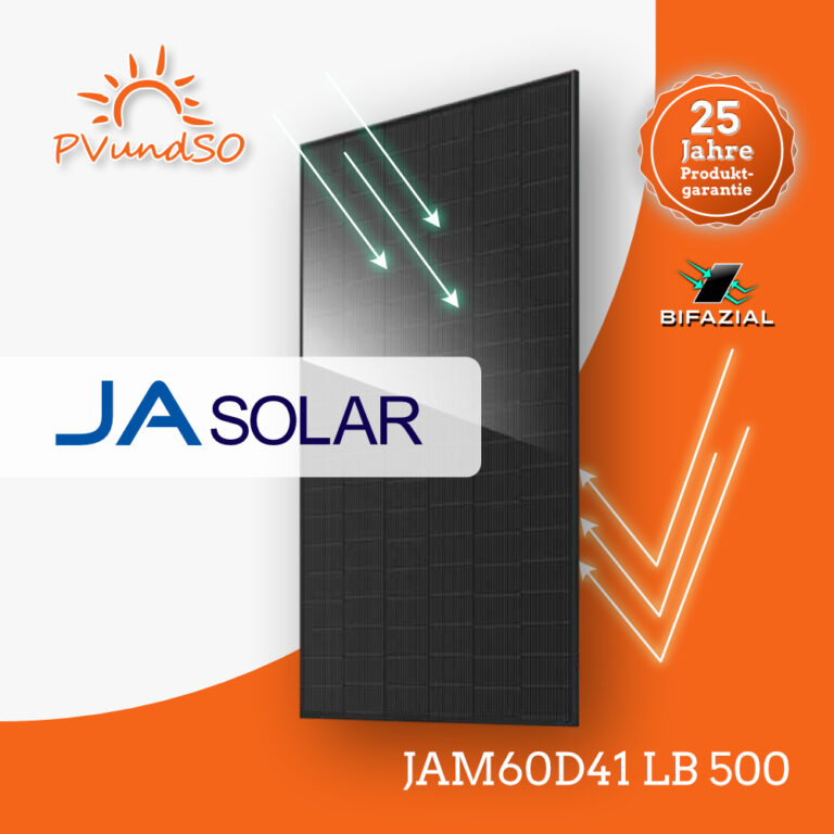 Solarmodul 500W Full Black bifazial - JASolar JAM60D41-LB