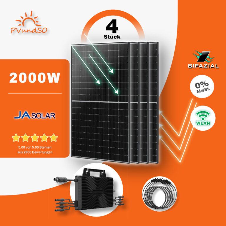 Balkonkraftwerk 2000W mit 4 Solarmodulen