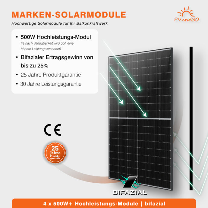 Balkonkraftwerk 2000W mit 4 Solarmodulen – Bild 5