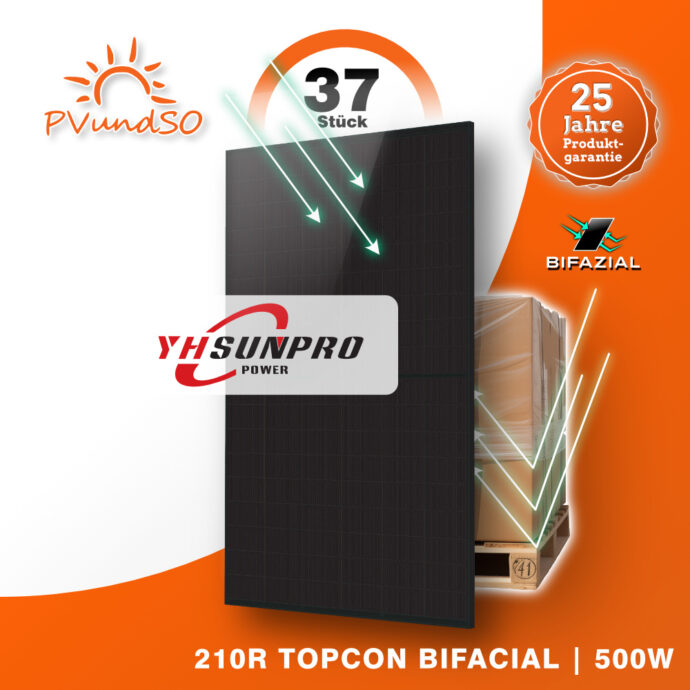 Solarmodule 37x 500W Full Black bifazial - SUNPRO POWER 210R TOPCON BIFACIAL 500W – Bild 1