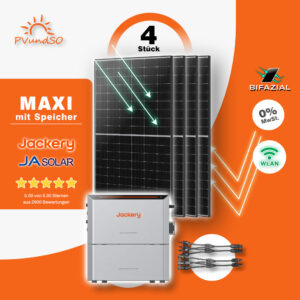 Balkonkraftwerk MAXI mit Jackery HomePower Ultra 2000 Speicher und 4 Solarmodulen