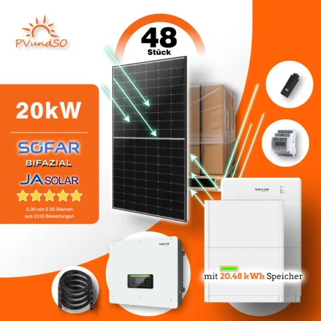 20000w Pvanlage Mit Batteriespeicher Sofar Hybridwechselrichter Jasolar Solarmodule Bifazial 001 308b380d